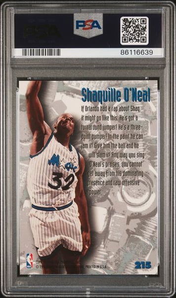 1995 METAL #215 SHAQUILLE O'NEAL PSA9