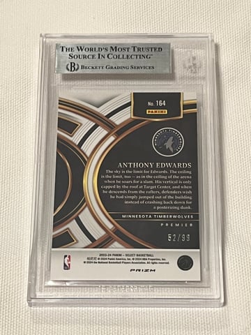 2023-24 Select Anthony Edwards Pink Cracked Ice Prizm 52/99 BGS9
