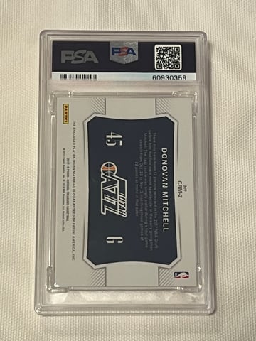 2017 National Treasures Donovan Mitchell Rookie Colossal Materials Prime Patch #14/25 PSA 10
