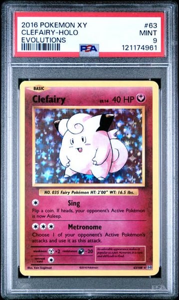 2016 POKEMON XY EVOLUTIONS #63 CLEFAIRY-HOLO EVOLUTIONS PSA9