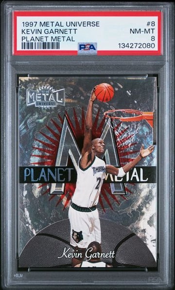 1997 METAL UNIVERSE PLANET METAL #8 KEVIN GARNETT PLANET METAL PSA10