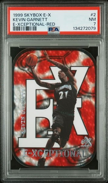 1999 SKYBOX E-X E-XCEPTIONAL #2 KEVIN GARNETT E-XCEPTIONAL-RED PSA10