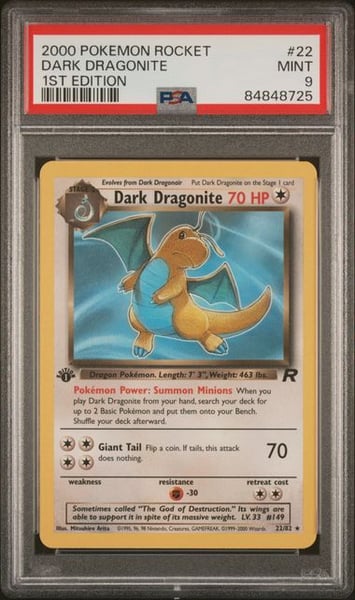 2000 POKEMON ROCKET #22 DARK DRAGONITE 1ST EDITION PSA9