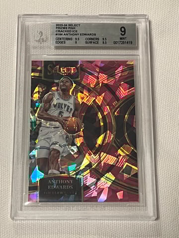2023-24 Select Anthony Edwards Pink Cracked Ice Prizm 52/99 BGS9