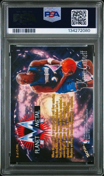 1997 METAL UNIVERSE PLANET METAL #8 KEVIN GARNETT PLANET METAL PSA10