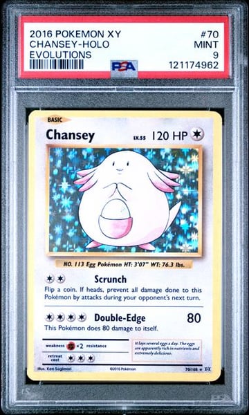 2016 POKEMON XY EVOLUTIONS #70 CHANSEY-HOLO EVOLUTIONS PSA9