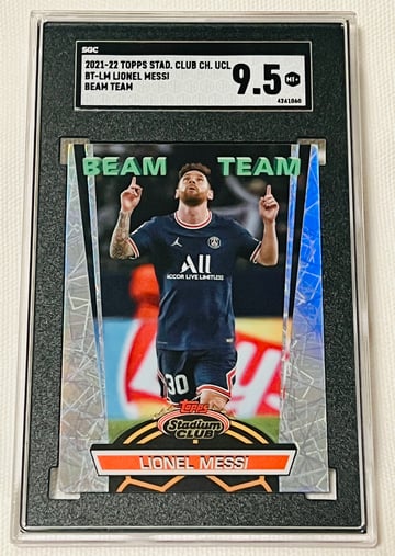 2021-22 Topps Stadium Club Chrome UCL Lionel Messi Beam Team BT-LM SGC9.5