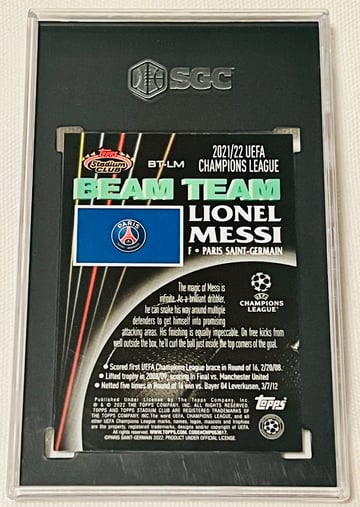 2021-22 Topps Stadium Club Chrome UCL Lionel Messi Beam Team BT-LM SGC9.5