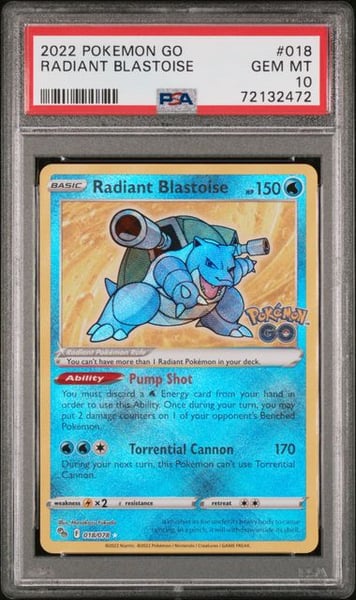 2022 POKEMON GO #018 RADIANT BLASTOISE PSA10