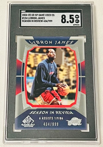 2004-05 Upper Deck SP Game Used Edition Lebron James Season In Review Rookie 434/999 SGC8.5