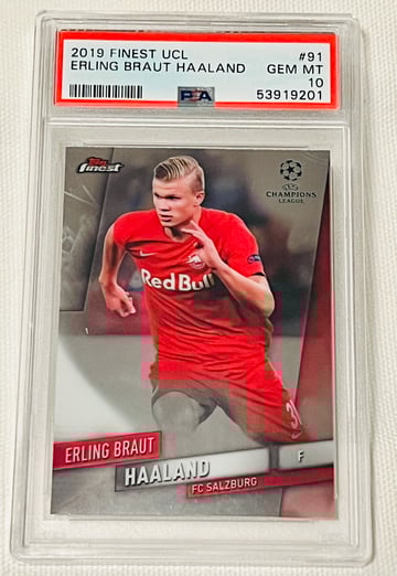 2019 Topps Finest UCL Erling Braut Haaland Base Rookie #91 PSA10