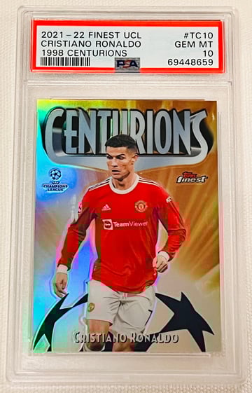 2021-22 Topps Finest UCL Cristiano Ronaldo 1998 Centurions #TC10 PSA10